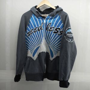 Seedless Spellout MNT HIgh Full Logo Distressed Think Green Full Zip Hoodie SZ M